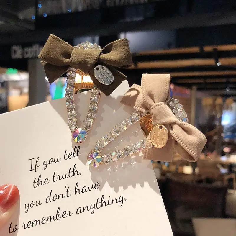 Элегантное платье с бантом и металлической Стразы зажим для волос женские клипсы