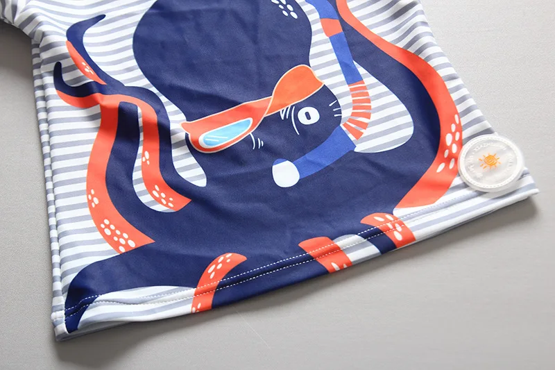 Swimwear Boys UPF50 Sun Protection Children's Swimsuit Octopus Print Three Pieces Toddler Baby Boy Bath Clothes with Hat |