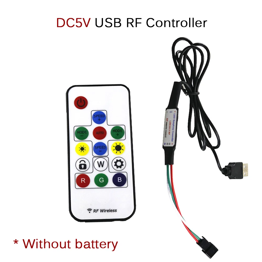 Remote Controller DC5V 335 Светодиодная лента с боковым излучением, Адресуемая SK6812 60 светодиодный/m WS2812B IC белый Ультра Тонкий PCB не водонепроницаемый 1 м 2 м 3 м 4 м 5 м JQ - Испускаемый цвет: Remote Controller