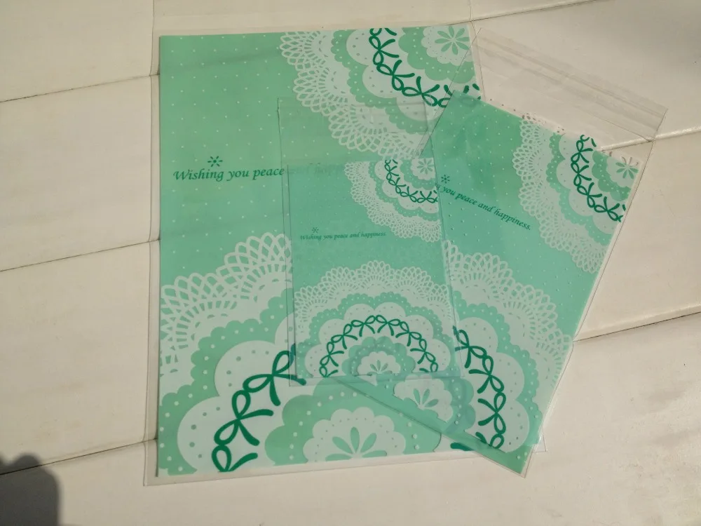 50 шт. зеленая кружевная самоклеящаяся сумка для печенья Подарочная выпечка