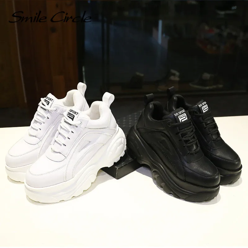 Женские кроссовки Smile Circle весенние повседневные белые на толстой плоской