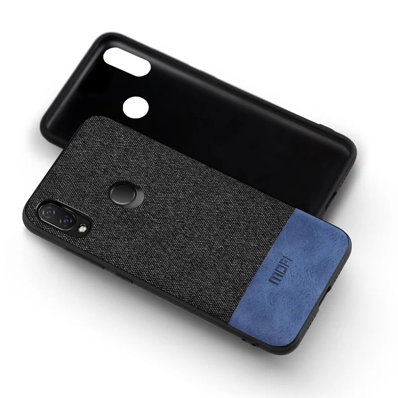 black with blue Для huawei P Smart чехол противоударный задняя крышка тканевый защитный чехол s capas MOFi Psmart чехол - Цвет: black with blue