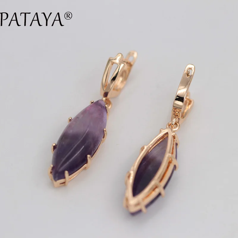 PATAYA, эксклюзивный RU,, 585, розовое золото, висячие серьги, разноцветные, натуральный камень, серьги для женщин, вечерние, свадебные, индийские ювелирные изделия