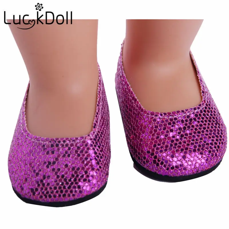 LUCKDOLL чистый цвет блестящая обувь подходит 18 дюймов американский и 43 см детская