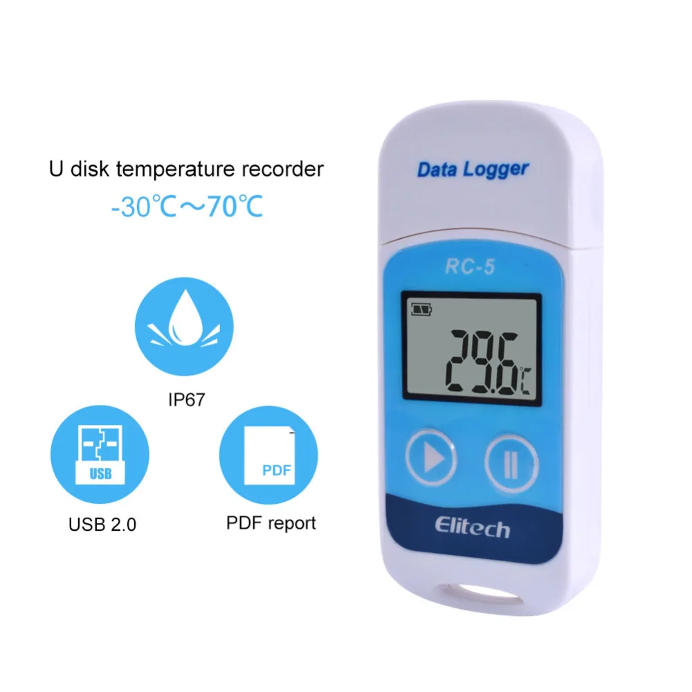 RC-5 High-precision Digital USB Temperature Data Logger for Warehouse Storage Refrigerated Transport Laboratory Etc