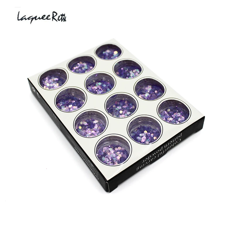 Блестящие Блестки для дизайна ногтей 12 цветов темно синие и фиолетовые
