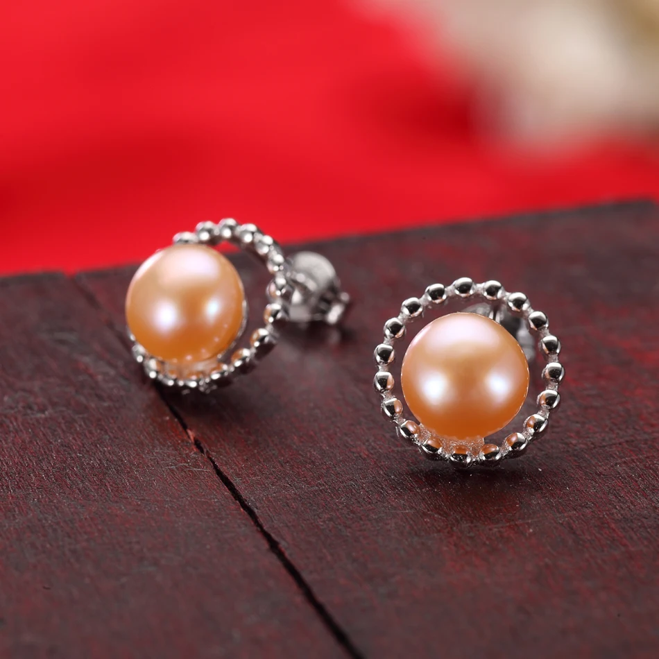 Милые круглые 925 пробы серебряные серьги-гвоздики для женщин ювелирные изделия