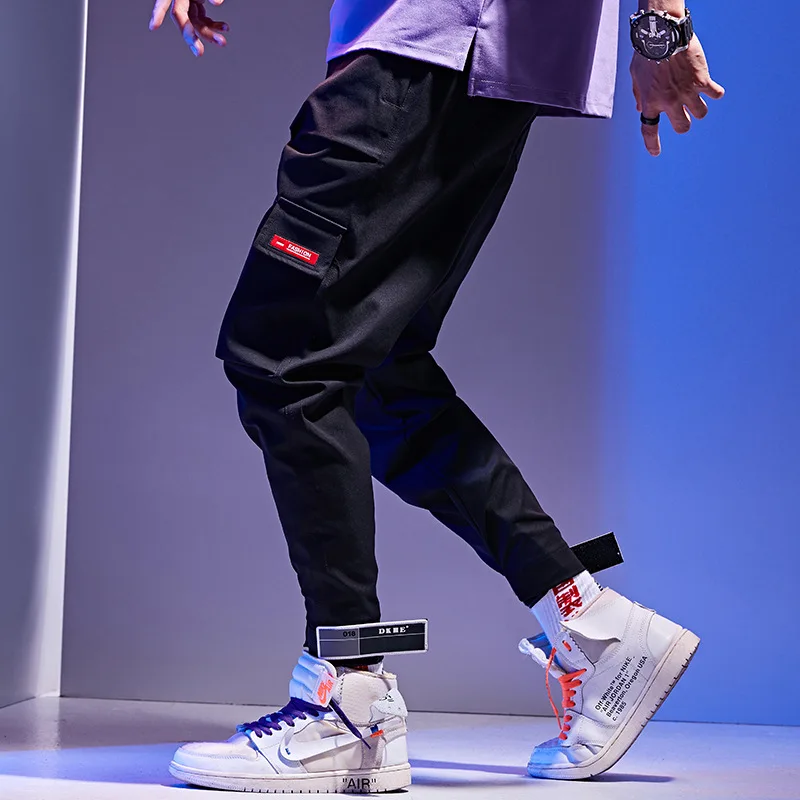 

Joggers Pants Men Big Pockets Red Gray Cargo Harem Pant 2019 Hip Hop Casual Streetwear Trousers Male Pant Fashion WM02