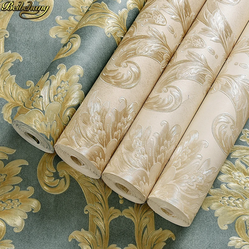 3d обои с тиснением Дамаск в рулоне для гостиной ТВ фона спальни | Строительство и