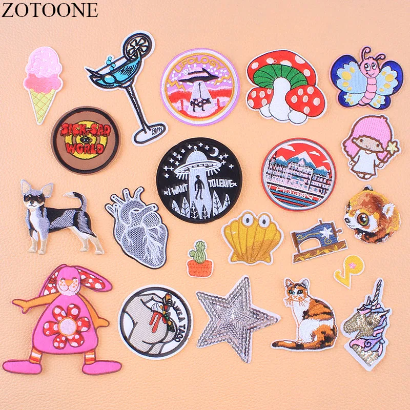 Нашивки ZOTOONE с утюгом в виде НЛО сердца звезд Аппликации для одежды вышитые