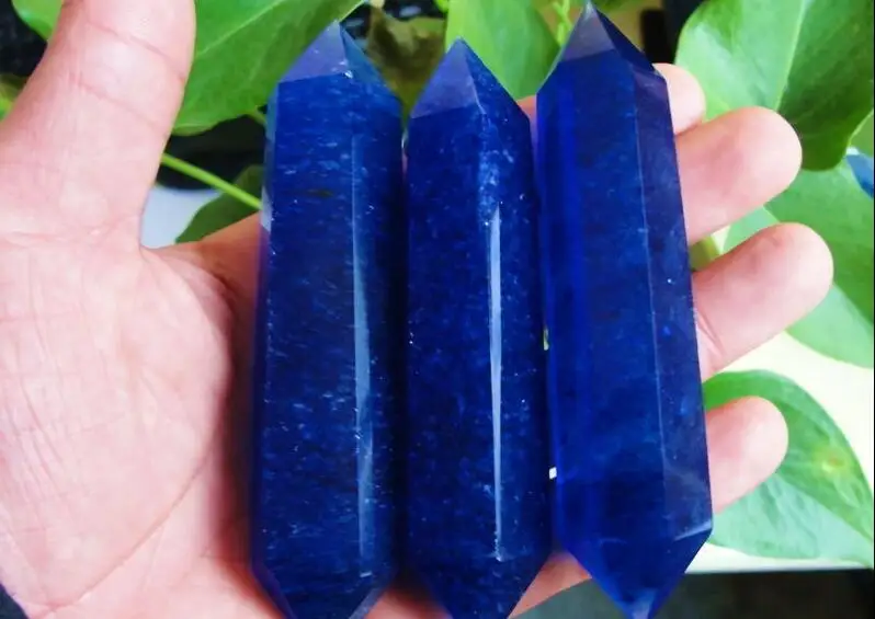 1 шт. симпатичная синяя палочка с кристаллом кварца лечебная двойным концом 90-120