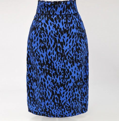 

Оригинальная дизайнерская юбка-карандаш с синим животным принтом, винтажная Женская одежда в стиле 50-го, рок-панк, модная сексуальная клубн...