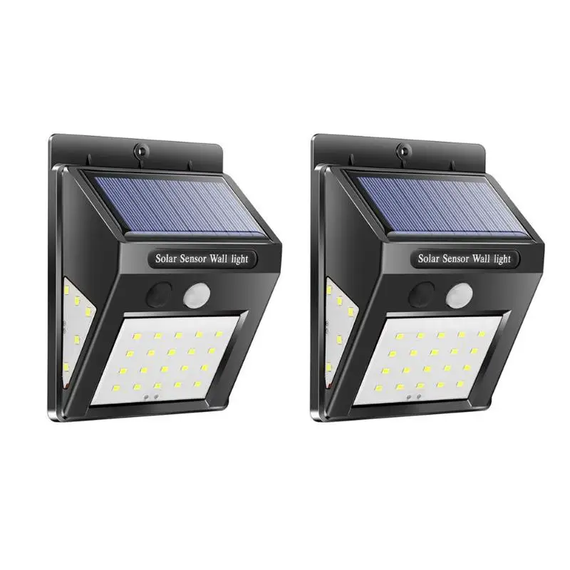 2pc 30LED 100 светодиодный светильник на солнечной батарее, энергосберегающий, водонепроницаемый, с датчиком движения, Уличный настенный светильник, уличный, для двора, для дома, сада, светильник безопасности - Испускаемый цвет: 2pc 30LED