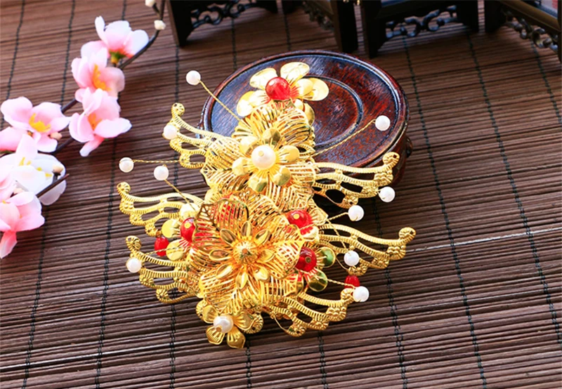 HIMSTORY винтажные китайские традиционные свадебные украшения для волос аксессуары