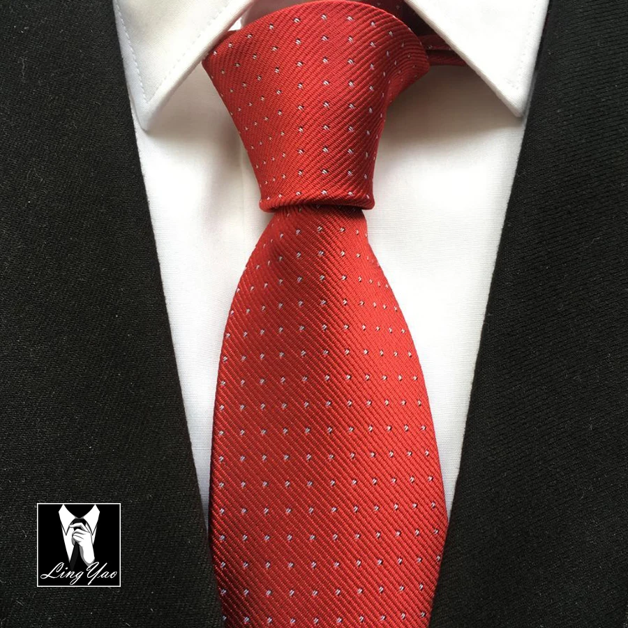 8cm Men Stylish polka dots necktie grooms wedding red ties | Аксессуары для одежды