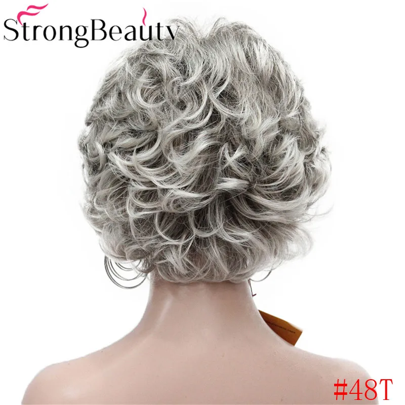 48T StrongBeauty короткие кудрявые синтетические парики термостойкие монолитные волосы женский парик - Цвет: 48T