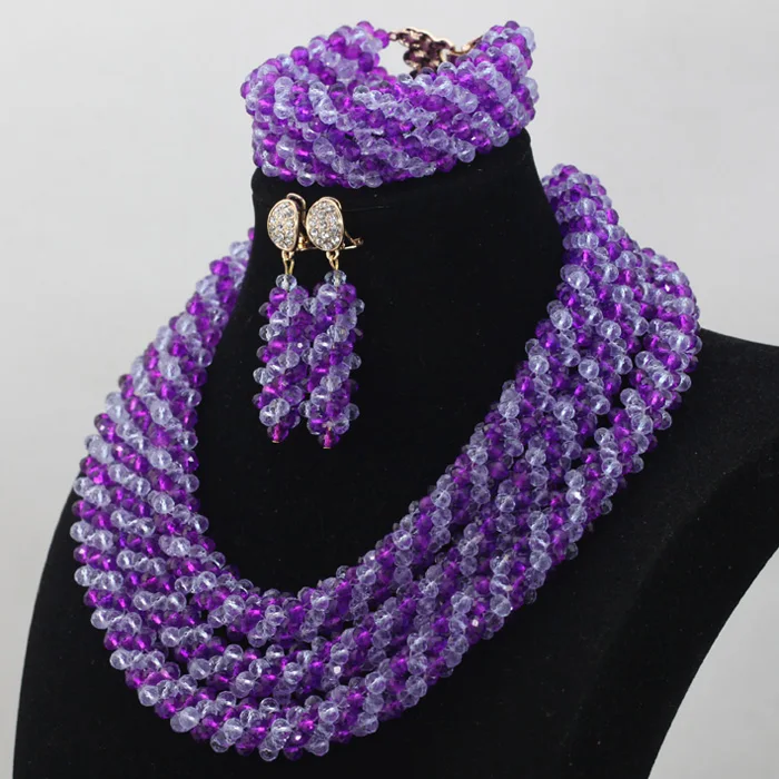 Модные подвески Фиолетовый и сиреневый свадебный набор ювелирных изделий