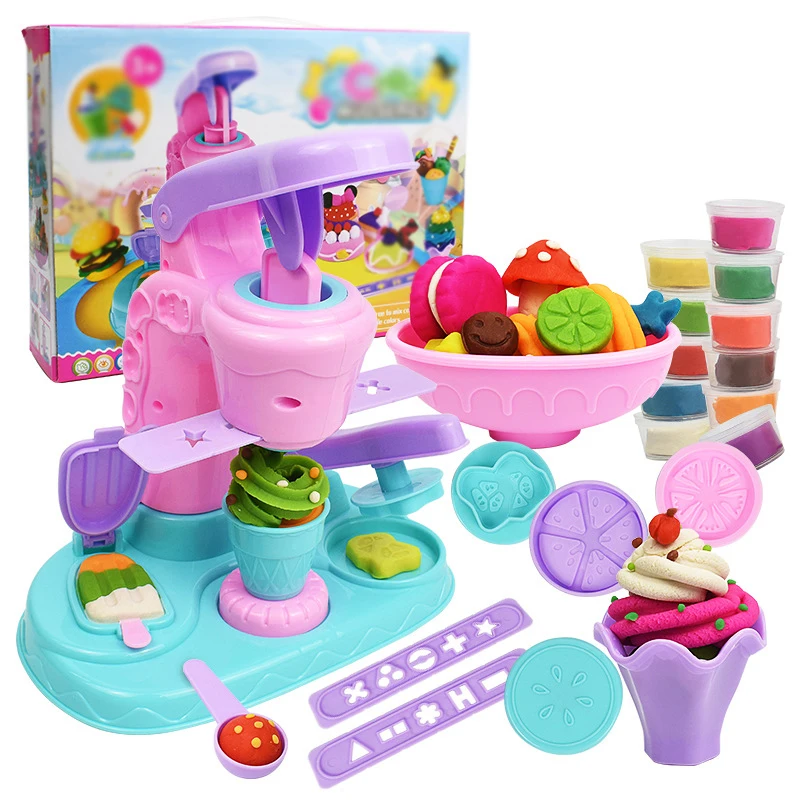 

Toys for Children Simulation Ice Cream Machine Clay Mold Tool Set Skin Mud Handmade Nontoxic Clay Pretend Play Dough Toys Gift