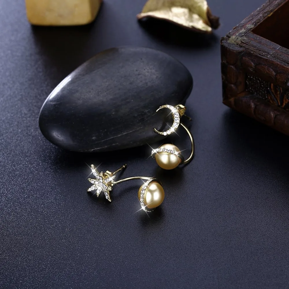 LEKANI кристаллы от Swarovski серьги многократное ношение Звезда Луна жемчужный кулон с