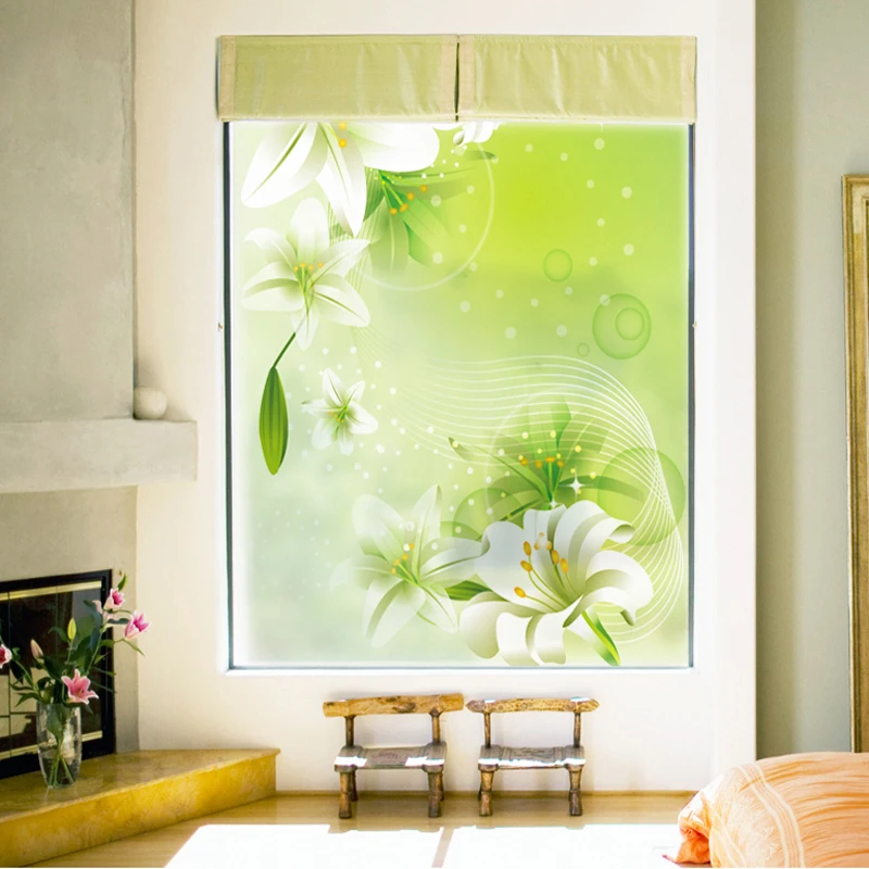 Прозрачные наклейки на окна в виде лилии для балкона подоконника спальни ванной