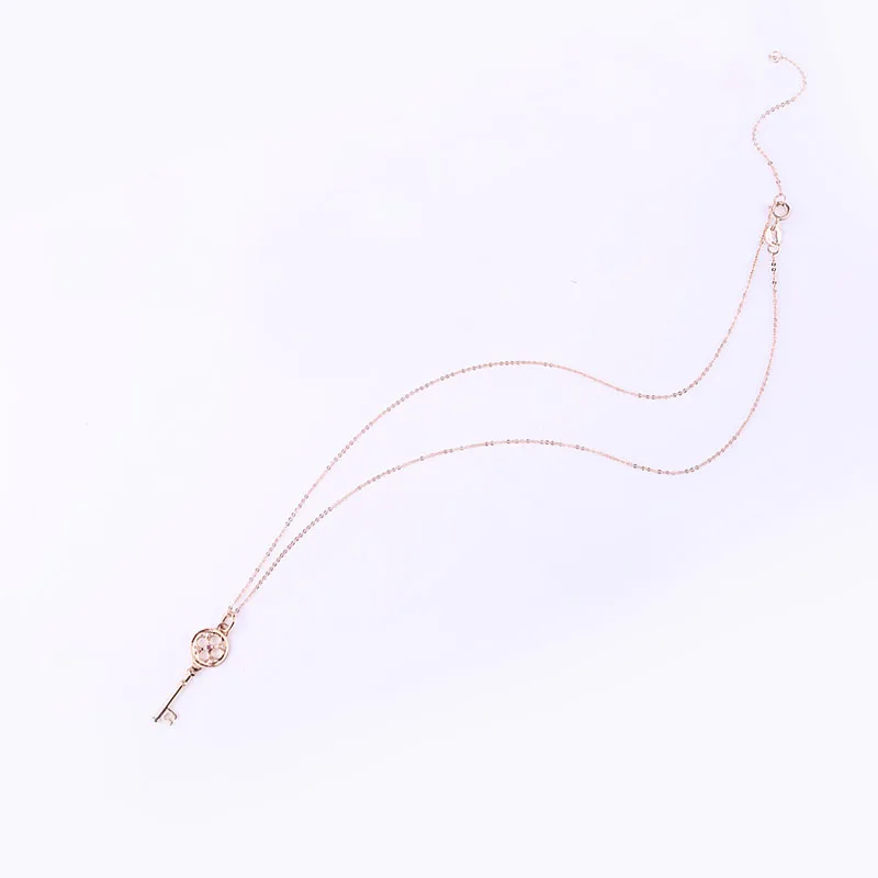 Robira 2017 Hot Sell Fashion Shiny Diamond Key Design Pendants Necklace 18K Rose Gold Ladies`Necklaces Jewelry Birthday Gift | Украшения и