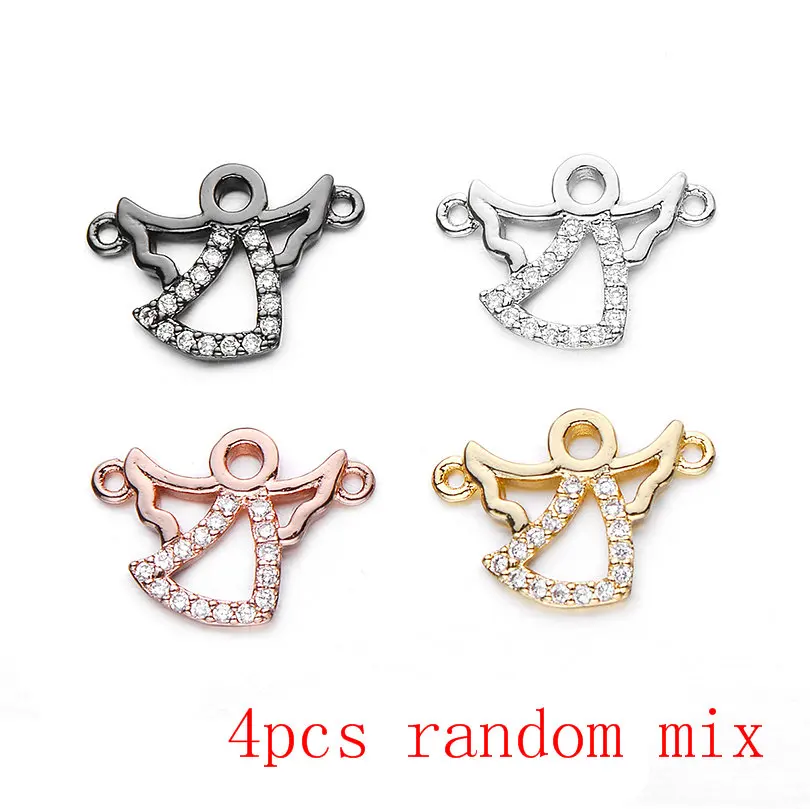 4pcs random mix Pipitree 4 шт./лот белый кубический цирконий полые амулеты ангелы Разъемы подходят браслет латунные амулеты «сделай сам» для изготовления ювелирных изделий - Окраска металла: 4pcs random mix