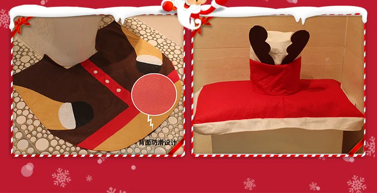 3 шт. Новые поступления faroot Happy Santa чехол для унитаза коврик для ванной комнаты Набор украшения Рождество креативный чехол для унитаза
