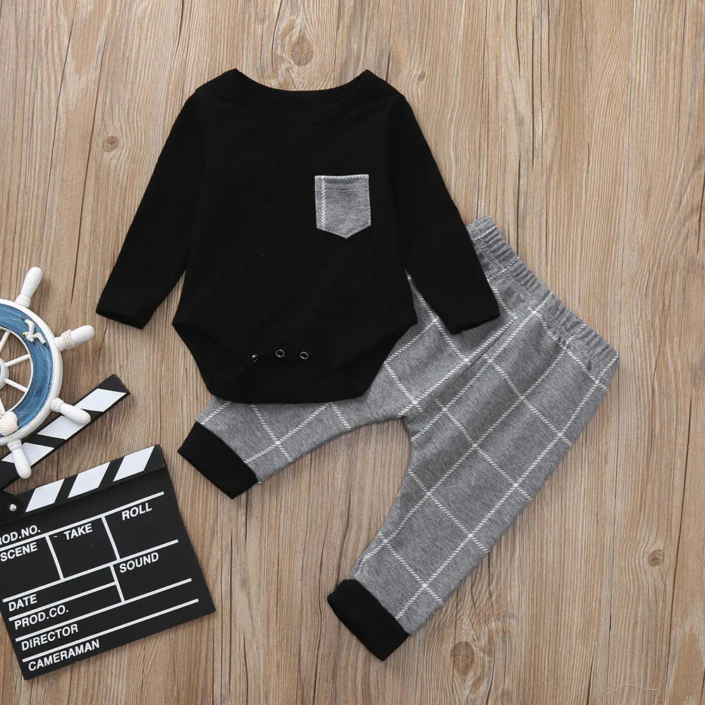 Winter Clothes Set for Baby 2PCs Plaid Print Tops+Pants Boy Girls Clothing Brand Infant Roupa Infantil |