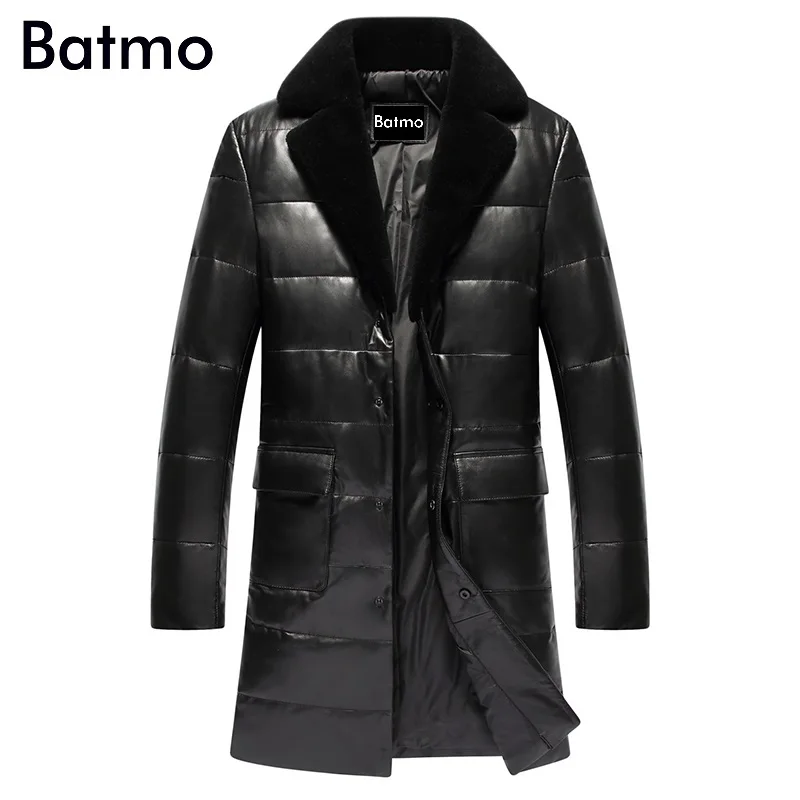 Пальто длинное Batmo мужское зимнее пальто из натуральной кожи с шерстяным