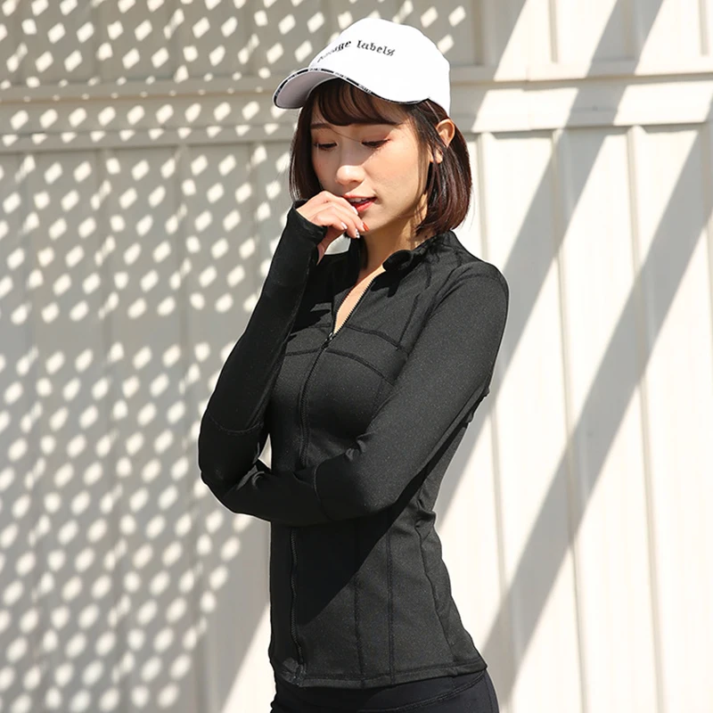 Voobuyla Для женщин для студенток спортивная куртка йоги Running на молнии Костюмы