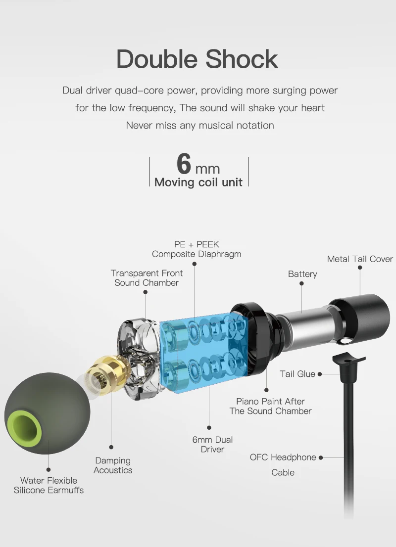 AWEI X650BL bluetooth Беспроводные наушники с двойным динамиком динамика динамические наушники в ухо HIFI fone de ouvido