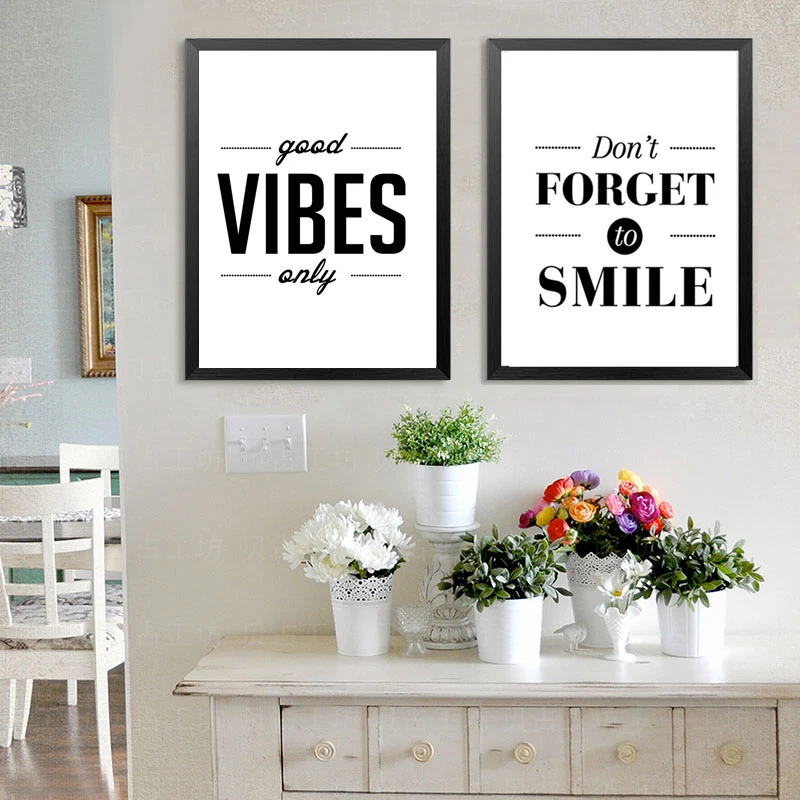 Скандинавский минималистичный мотивационный рисунок Good Vibes Only Картина на холсте
