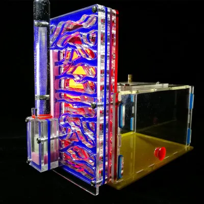 DIY игрушка муравей город в1 с областью кормления Муравьиное гнездо ферма акрил насекомых муравьиные клетки вилла животное мания для дома муравьи насекомое вилла дом игрушка - Цвет: blue with red shelte