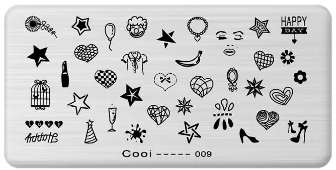 09 COOI- 20 стилей 6*12 см прямоугольные пластины для штамповки ногтей Французский маникюр 3D шаблон трафареты полировка печать шаблон пластины 1 шт - Цвет: 09