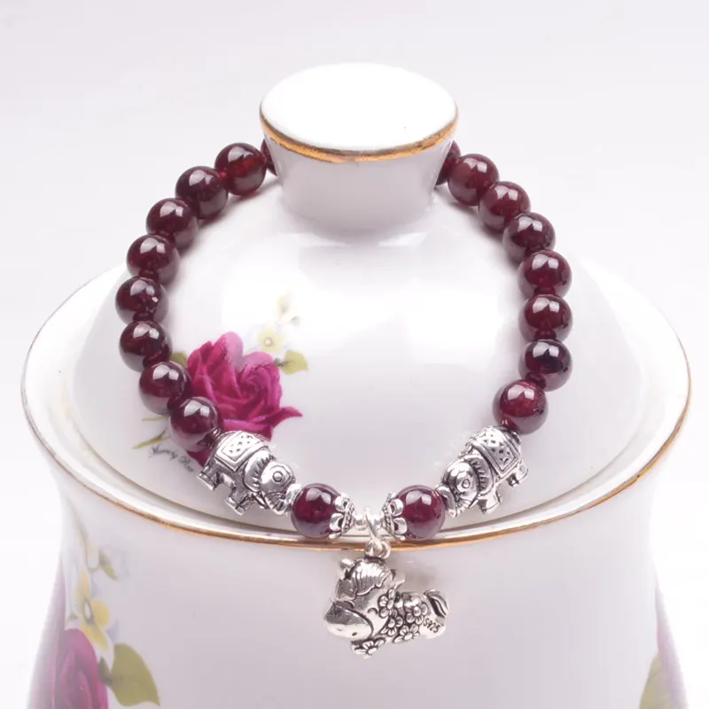 Natural red garnet Thai silver bracelets 12 zodiac animal year sent exclusively designed gift certificates shipping |