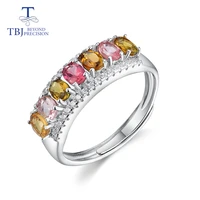tbjnatural gemstone fancy color tourmaline rings elegant classic design 925 sterling silver jewelry for women with jewelry box