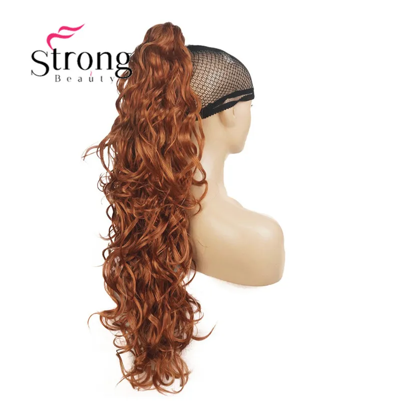 StrongBeauty, 32 дюйма, кудрявые синтетические накладные волосы на заколках, на завязках, конский хвост, синтетические накладные волосы, 270 г, с зажимом челюсти/когтя - Цвет: 130A