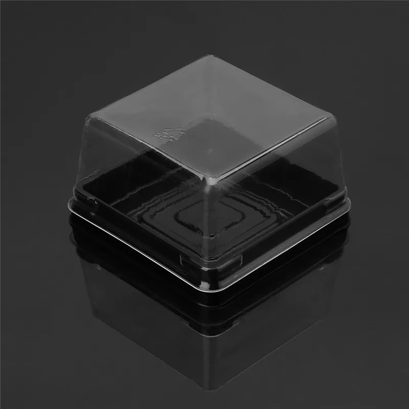 80 г квадратный лунный противни для пирожных Mooncake упаковочная коробка контейнер держатель с крышкой яичный желток слоеные коробки 50 комплектов - Цвет: Черный