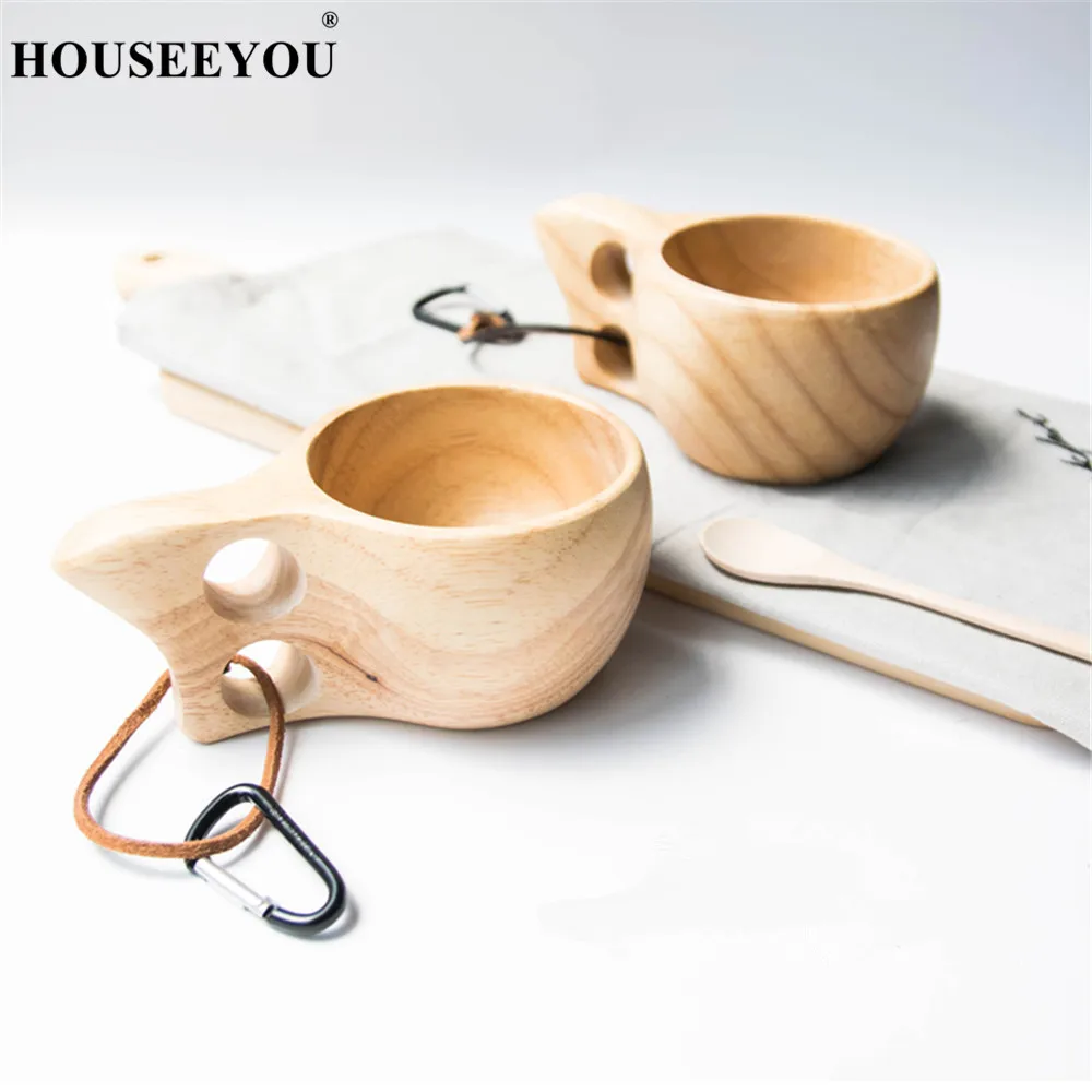 Finland Kuksa портативная кофейная кружка ручка из резины и дерева два отверстия коровьей веревки крюк сок молоко Чай Кофе Питьевая чашка посуда для напитков
