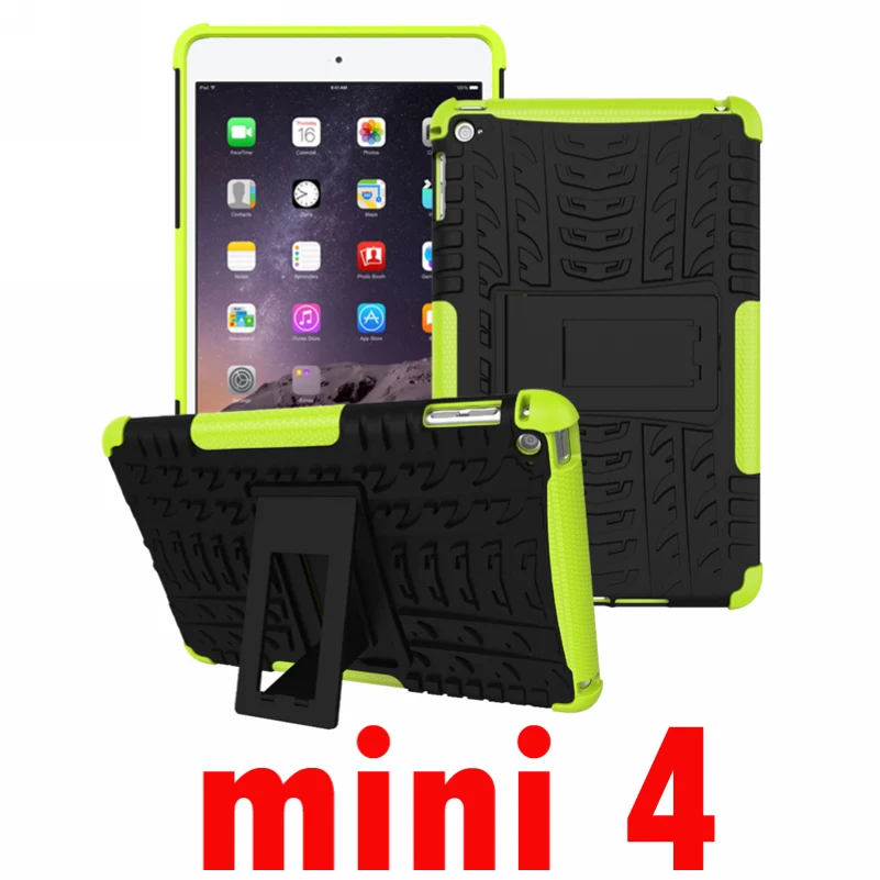 mini 4 Green Для Apple iPad mini 1 2 3 4 жесткое воздействие чехол сверхмощный Броня Гибридный противоударный силиконовый Жесткий чехол для iPad mini 1/2/3/4 - Цвет: mini 4 Green