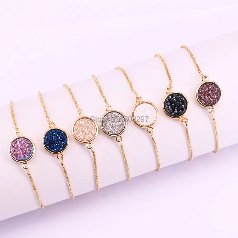 Модный браслет из натурального титанового кварца с круглым разъемом