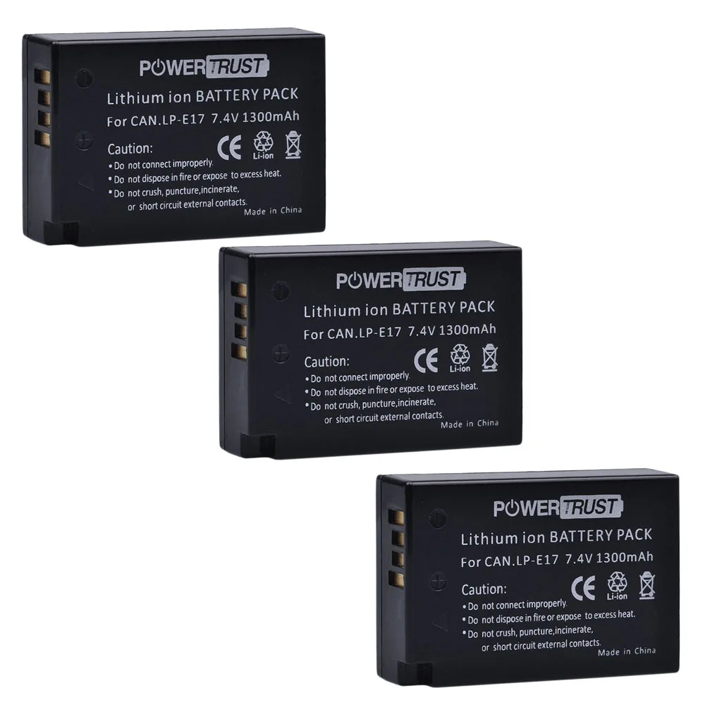 3 Battery PowerTrust 2 штуки в упаковке 1300 мА/ч, LP-E17 LPE17 LP E17 литий-ионный аккумулятор для цифровой однообъективной зеркальной камеры Canon EOS M3 M5 750D 760D 800D T6i T6s 8000D поцелуй X8i - Цвет: 3 Battery