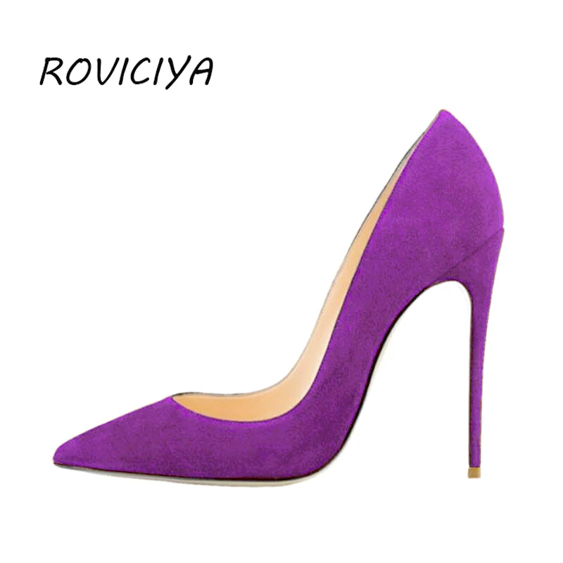 

Purple Extreme High Heels Pointed Toe Sexy Women Shoes 8 cm 10 cm 12 cm Pointed Toe Shallow Valentine Shoes RM004 ROVICIYA