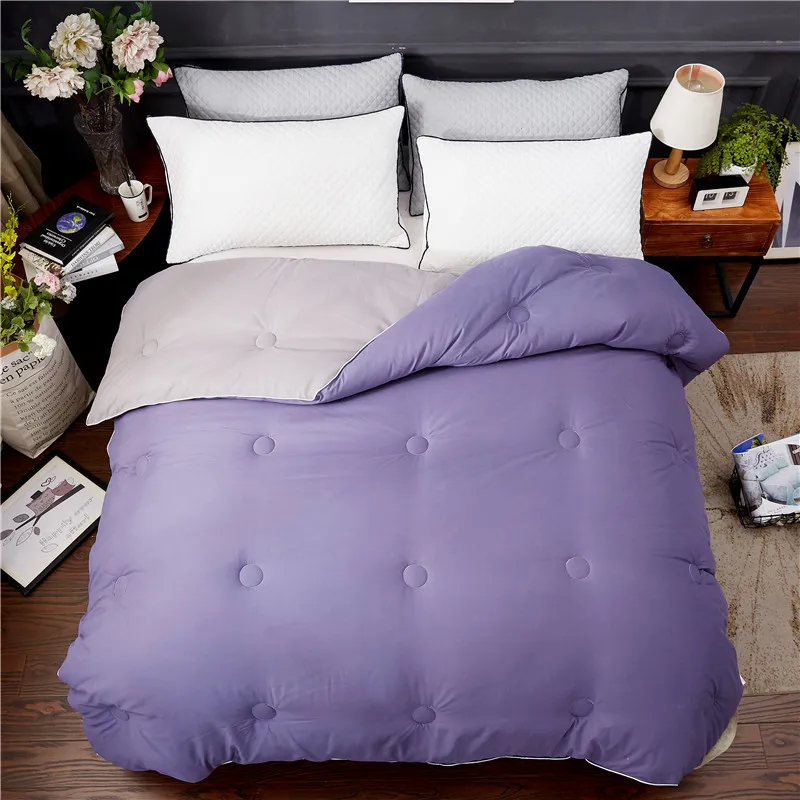Light Purple Gray Натуральный шелк одеяло роскошное тутовое одеяло наполнитель шелковое одеяло зима лето постельные принадлежности Одеяла наполнитель Король Королева двойной размер - Цвет: Light Purple Gray