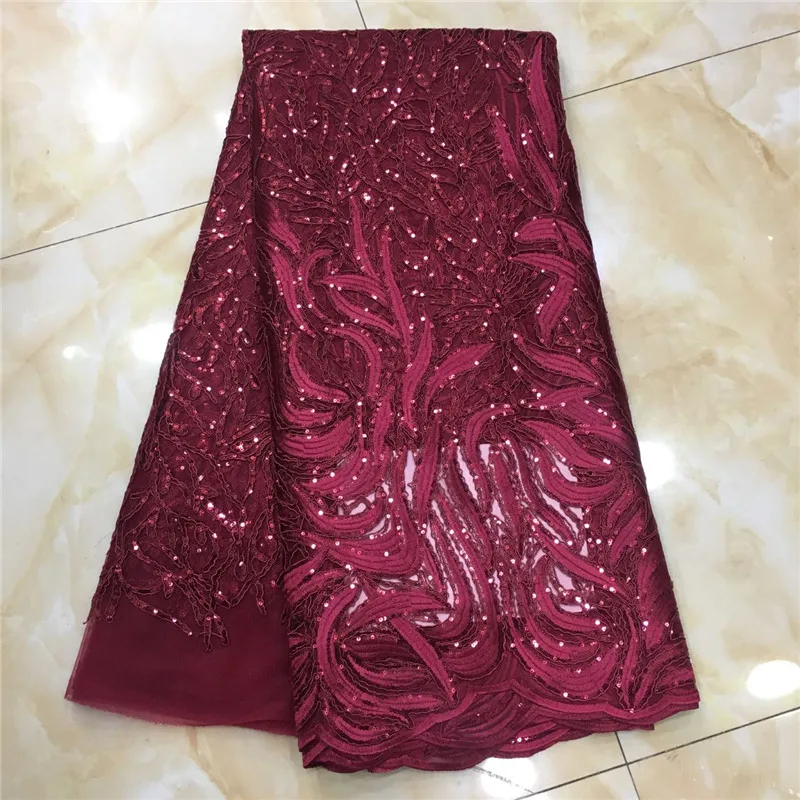 2019 New Design African Lace Fabric French Sequins Net Sequin For Wine Color | Дом и сад