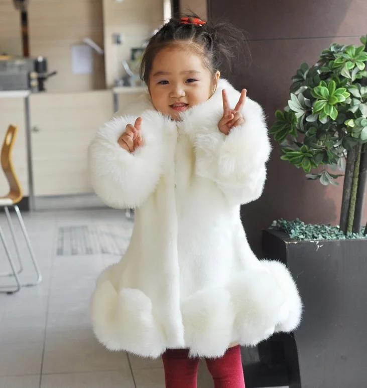 Furry teenage jackets CHILDREN WINTER COAT GIRL FAUX MINK FUR FOX white THICK WARM OVERCOAT FOR winter coat | Детская одежда и