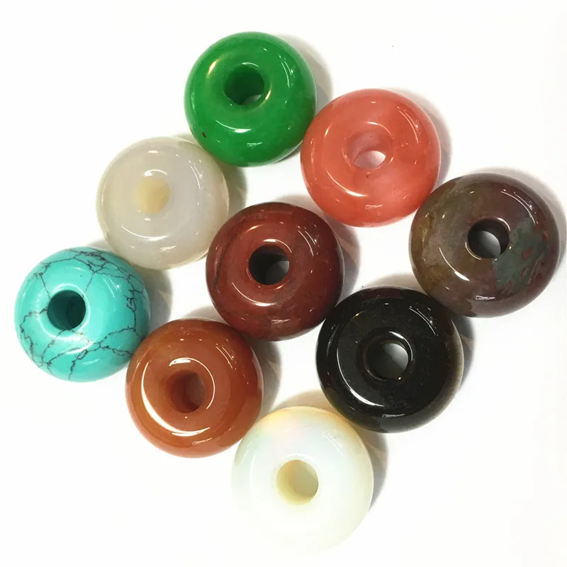 Mixed Color Новинка! Модные высококачественные плоские большие бусины из натурального камня 30 мм, опал, круглая форма, большое отверстие для браслета, 4 шт - Цвет: Mixed Color