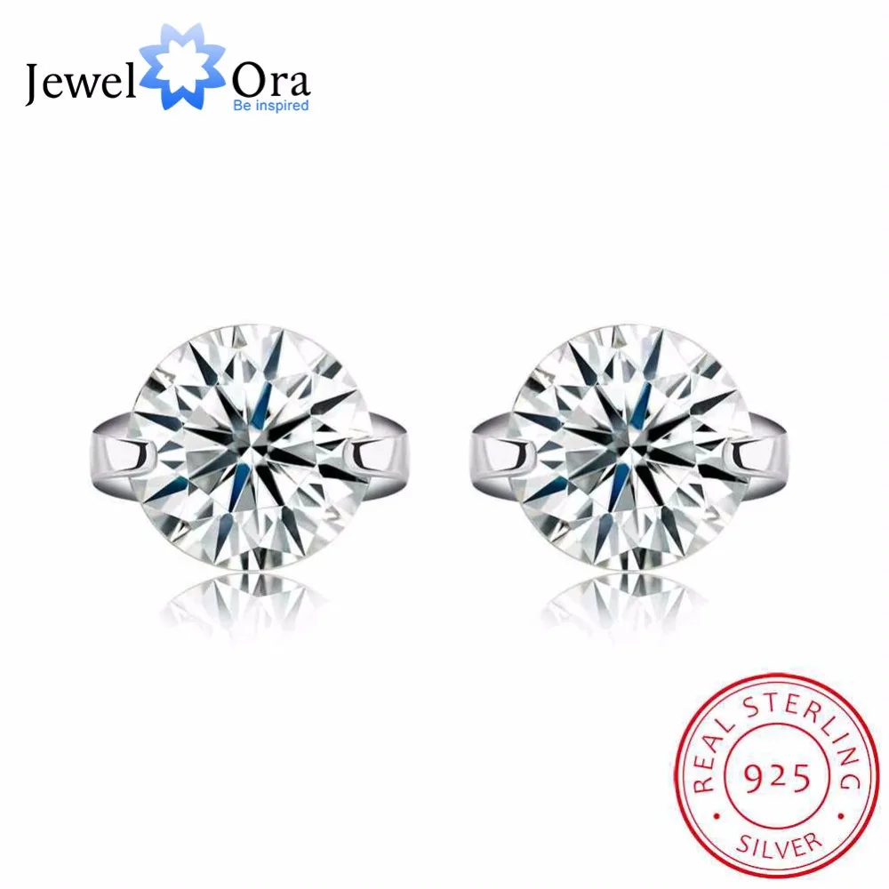 8 мм круглые Пусеты / серьги из Рафинированного Серебра 925 и кубик циркония с 2