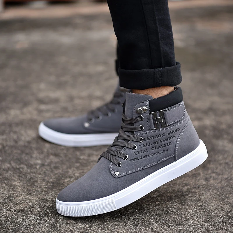 UPUPER Fashion Men's Casual Shoes Men High Top Lace-up Flat For Sudent Large Size 38-47 zapatos mujer hombre | Обувь