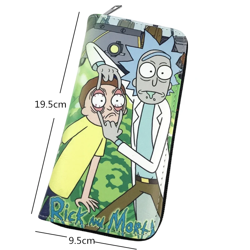 Лидер продаж, Длинный кошелек Rick And Morty с рисунком из мультфильма, зеленый цвет, кошелек для женщин, чехол для телефона с держателем для карт, карман на молнии